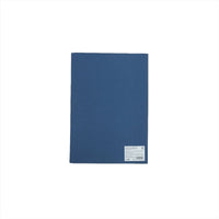 Hardback daily planner notebook, dark blue back cover with barcode label
