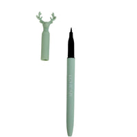 Mint green deer-shaped eyeliner pen with black tip, ICHear branding on barrel.