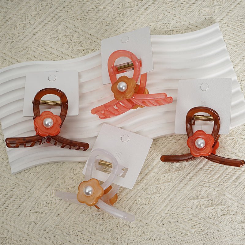 Hair Clip with Flower Design and Pearl Accent 6