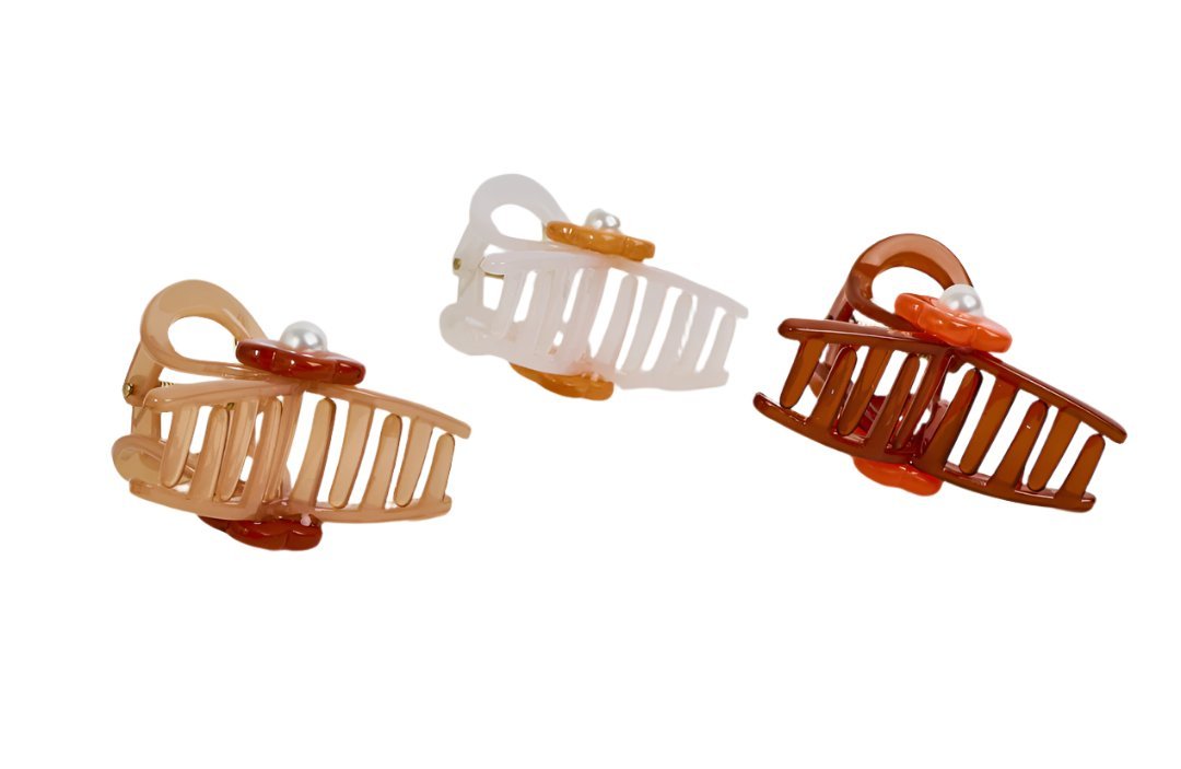 Hair Clip with Flower Design and Pearl Accent 5