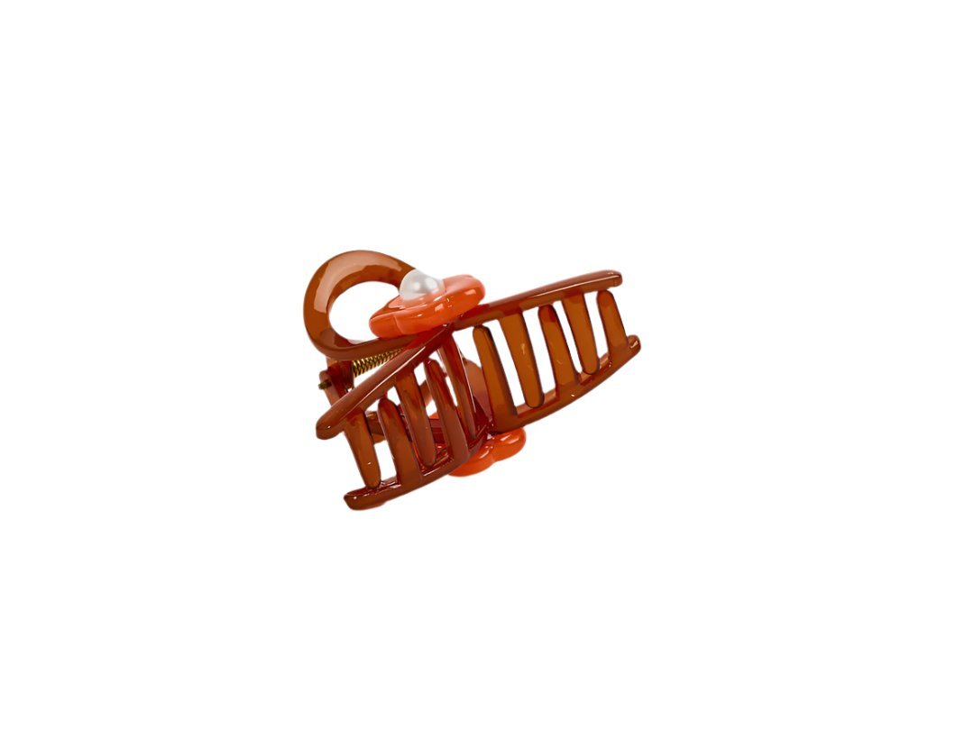 Hair Clip with Flower Design and Pearl Accent 1