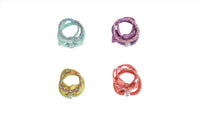 Kids hair ties and bracelets set with mint, purple, yellow, and coral braided bands
