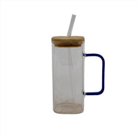 Elegant Glass Mug with Straw - MIDI