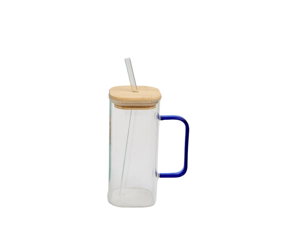 Elegant Glass Mug with Straw - MIDI