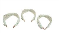Polka dot bow headband set of three with mint dots on light fabric