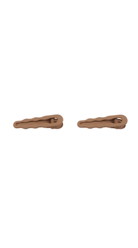 Hair clip pair, brown wavy barrette with small metal hinge