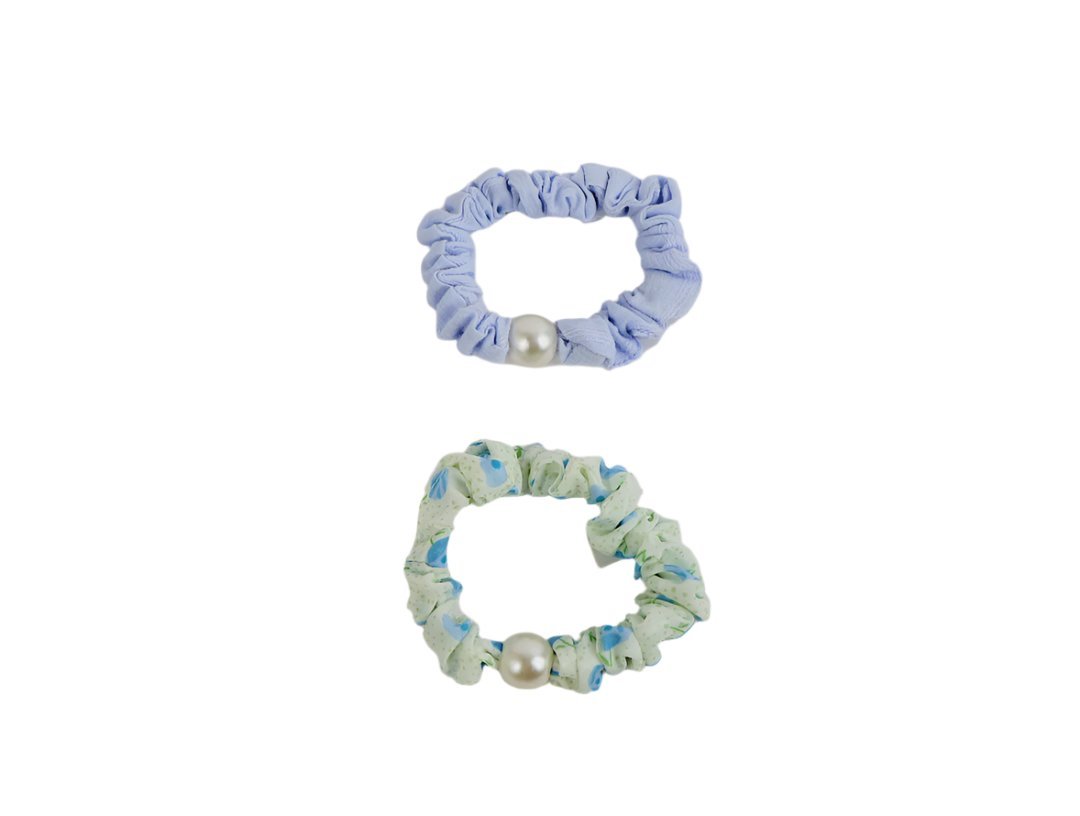 Fabric Hair Scrunchies with Pearl Detail 1