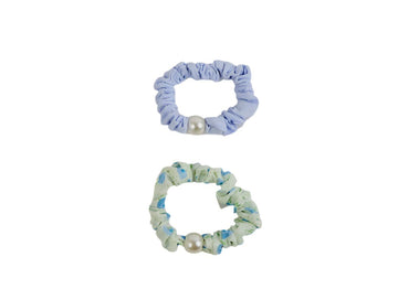Fabric Hair Scrunchies with Pearl Detail 1