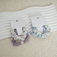 Fabric Hair Scrunchies with Pearl Detail 5