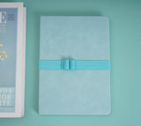 Elegant Light Blue Leather Notebook - MIDI