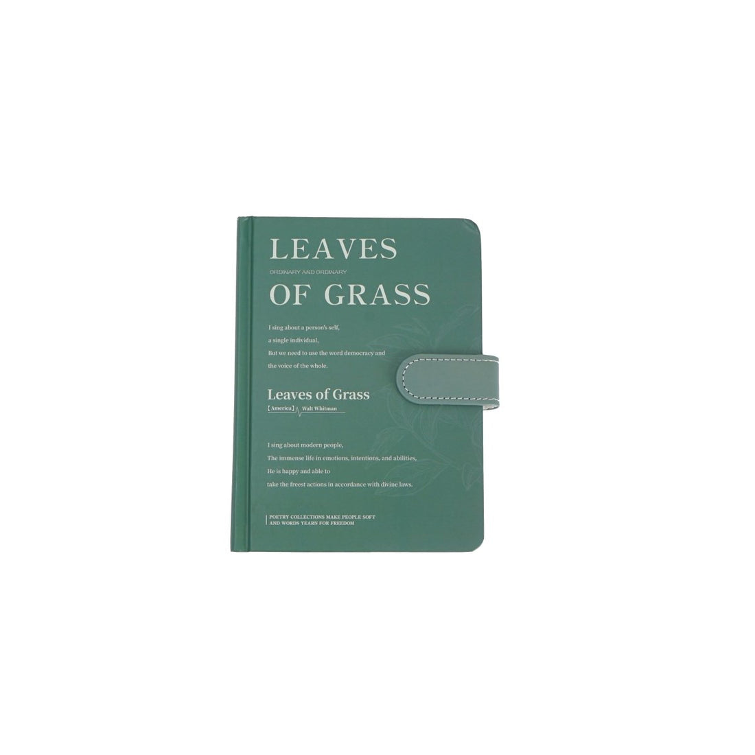 Pastel paper notebook with magnetic buckle, green cover with front title