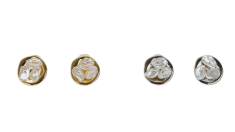 Elegant Pearl Stud Earrings - Gold & Silver - MIDI
