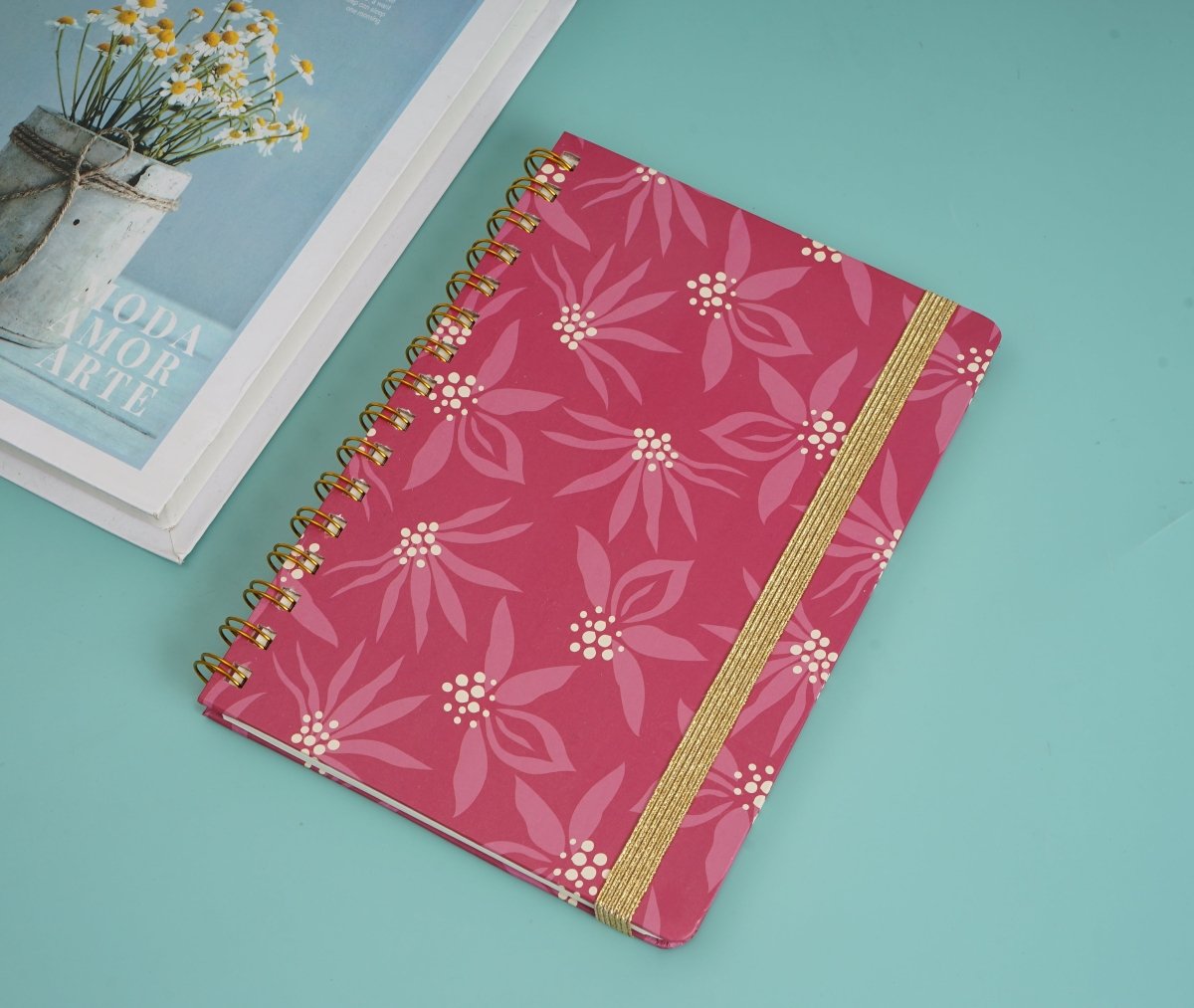 Elegant Pink Floral Notebook - MIDI