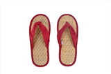 Elegant Red Woven Straw Sandals - MIDI