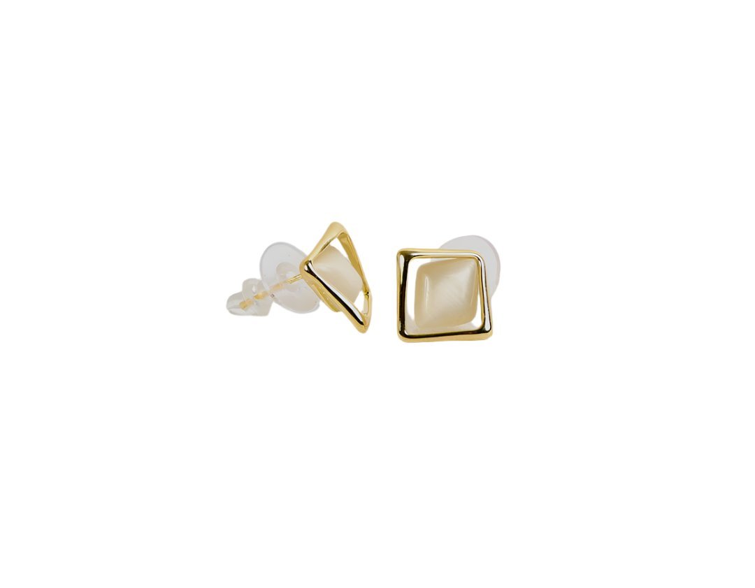 Elegant Square Gold Earrings - MIDI