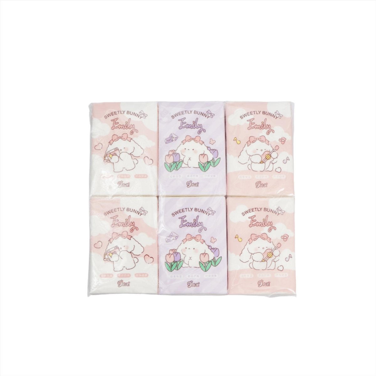 Emily Bunny Tissues - 6 Packs - MIDI
