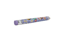 Extra-long cartoon pencil, light blue body with cartoon prints, sharpened graphite tip