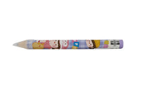 Extra-long cartoon pencil, light blue body with cartoon animal prints, sharpened tip