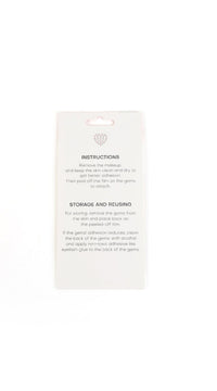 Face gem sticker instruction card with usage and storage text