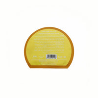 Honey facial mask back label on yellow packaging with barcode and ingredient text
