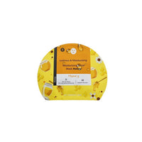 Honey facial mask packaging, yellow front label with “Moisturizing Facial Mask Honey” text