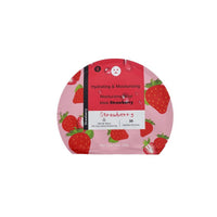 Facial mask pouch with strawberry graphics and “Hydrating & Moisturizing” label, 22ml