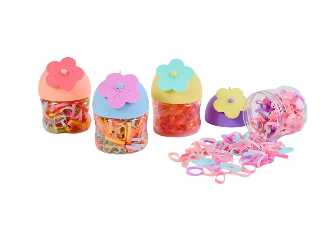 Colorful Hair Ties with Flower-Designed Storage Containers 5