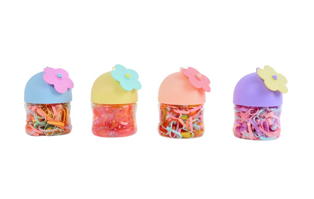 Colorful Hair Ties with Flower-Designed Storage Containers 6
