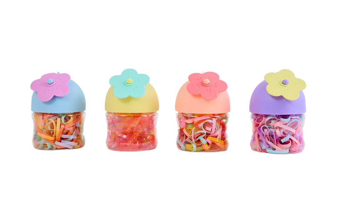 Colorful Hair Ties with Flower-Designed Storage Containers 7