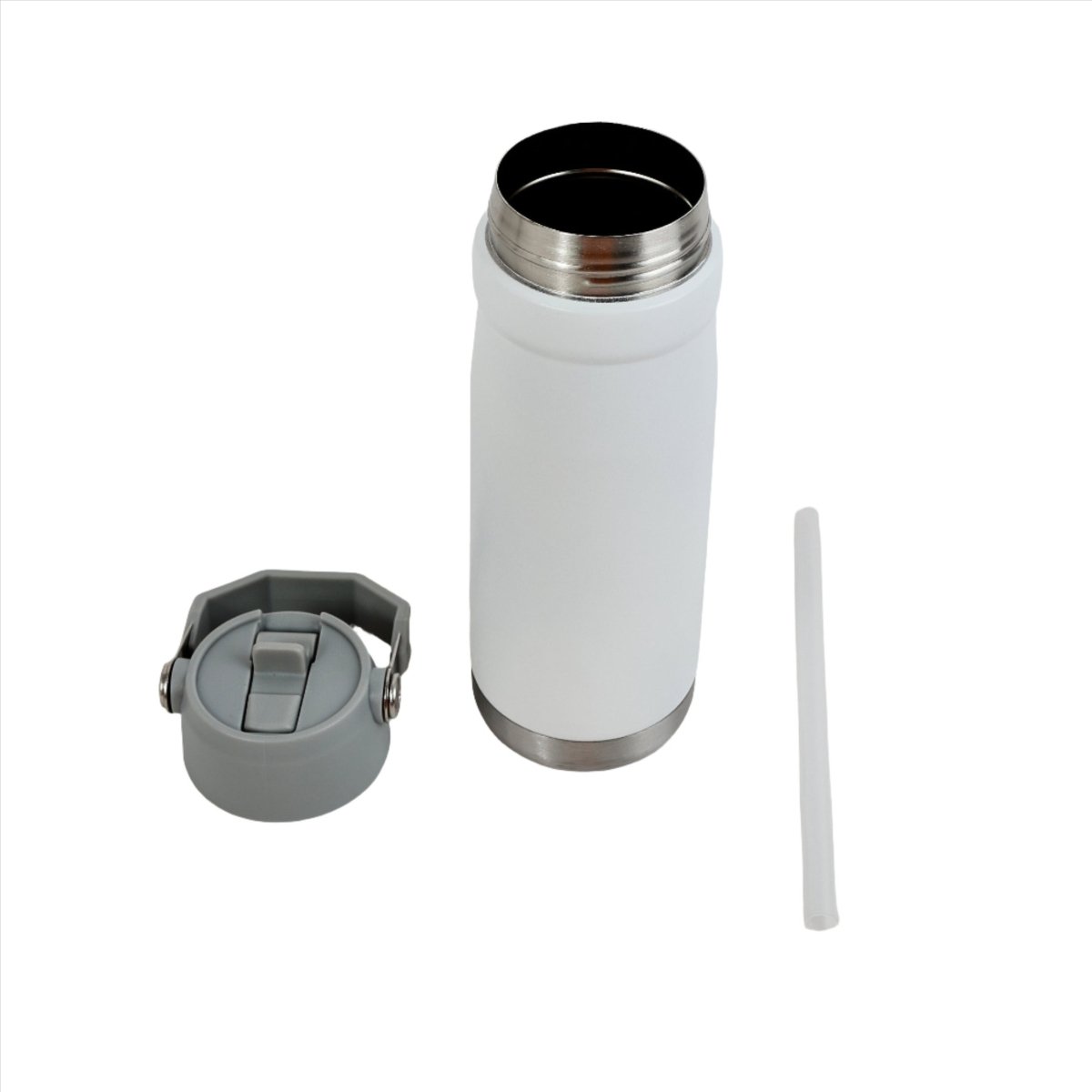 Flip Straw Water Bottle 650ml – Stainless Steel - MIDI