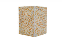 Notebook with floral cover, brown and blue leaf pattern