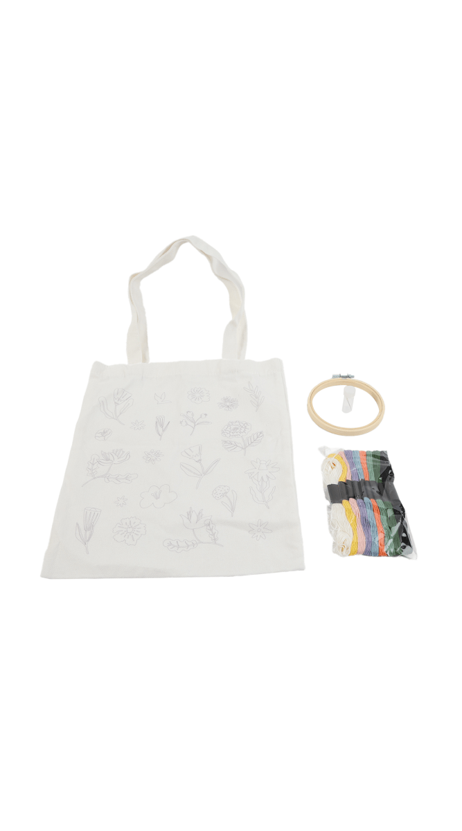 Flower Embroidery Tote Bag Kit - MIDI