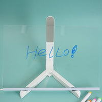Foldable LED writing board on white tripod stand with blue light writing
