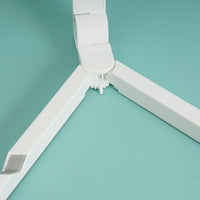 Foldable LED writing board legs and side arm, close-up of white stand