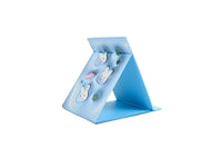 Light blue foldable tabletop mirror with cute bunny sticker design