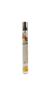 Forgot You perfume bottle, clear glass with orange liquid and silver cap