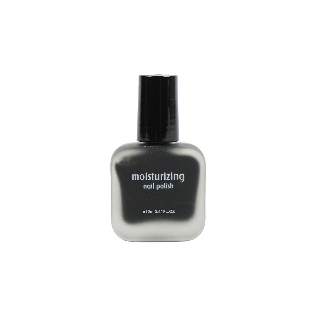 Matte black frosted nail polish bottle with moisturizing label