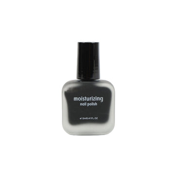 Matte black frosted nail polish bottle with moisturizing label