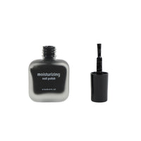 Matte black frosted nail polish set: bottle and open brush applicator