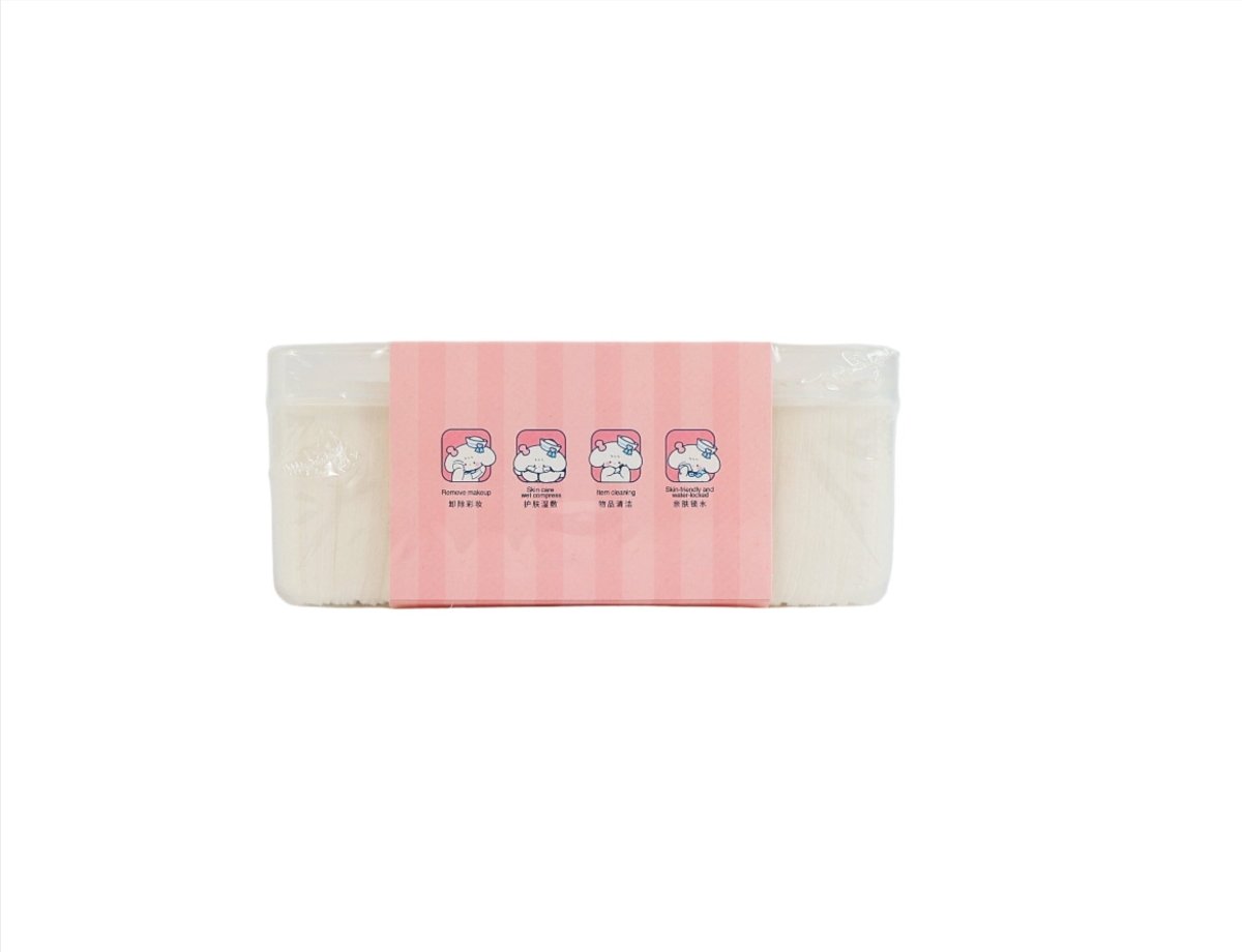 FUFUBAI makeup cotton pads in clear rectangular pack with pink label icons