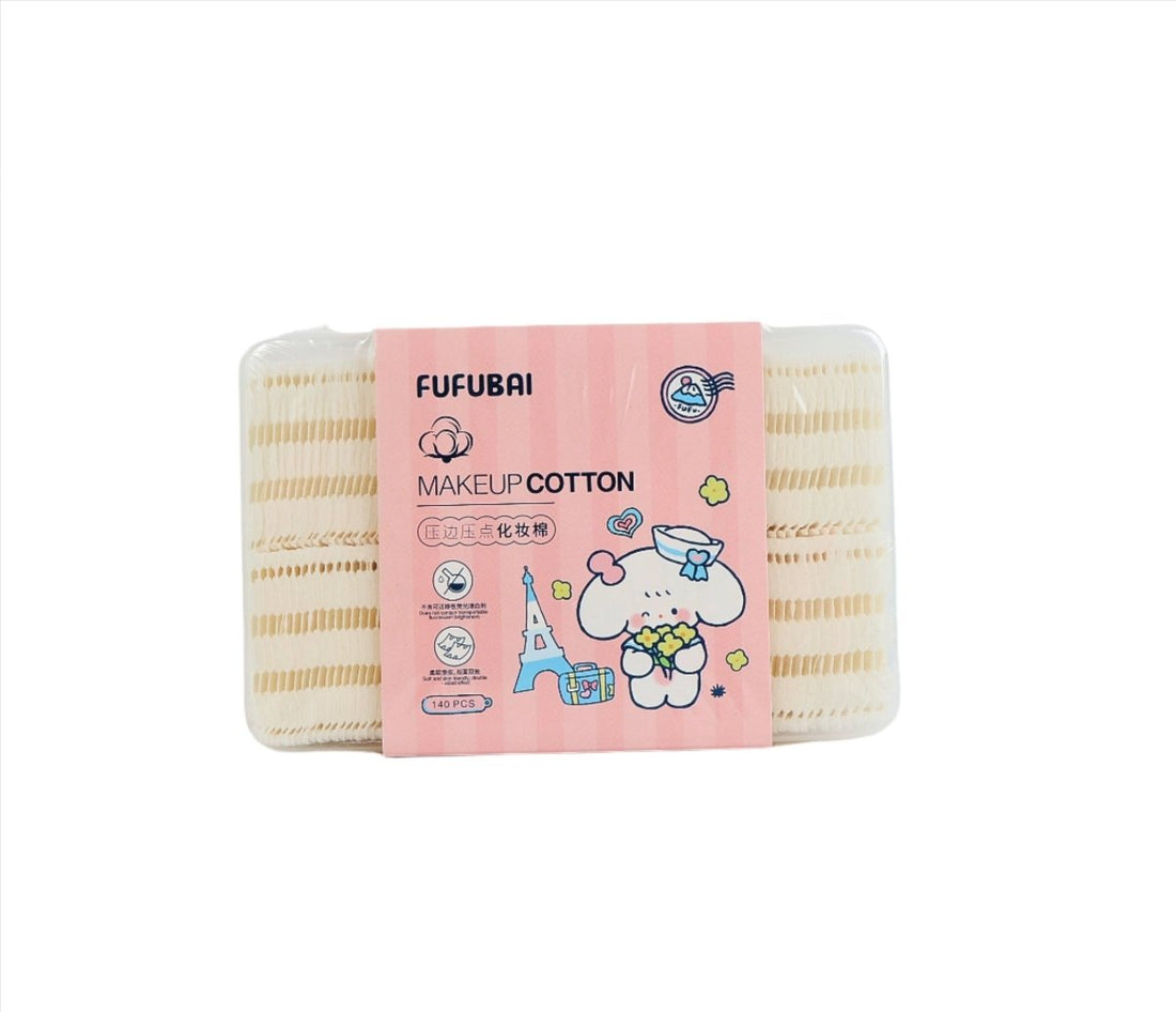 FUFUBAI makeup cotton pads in pink-labeled rectangular pack, cotton squares