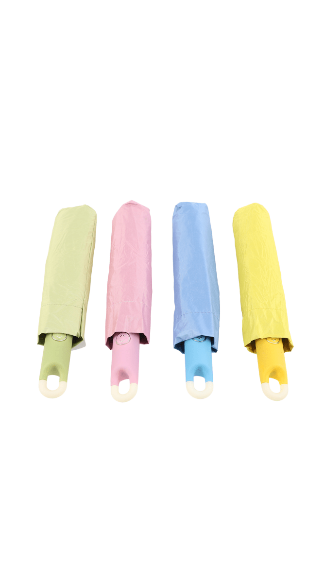 UV-resistant automatic umbrellas, folded: light green, pink, light blue, yellow