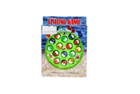 Fishing game box with round fish pond artwork and colorful rods