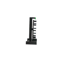 Black answer wheel stand with vertical pegs and side support bracket