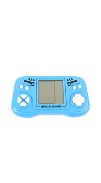 Blue handheld game machine with D-pad and screen, Brick Game