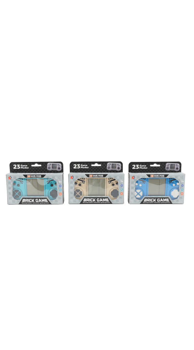 Three boxed handheld game machines, 23+, Brick Game