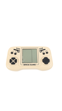 Beige handheld game machine with buttons and screen, Brick Game