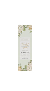 Aromatherapy reed diffuser box sleeve with botanical leaf design and scent label
