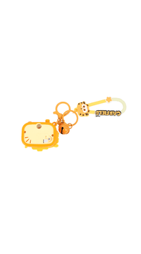 Garfield camera keychain with orange camera charm, small pendant, and split key rings