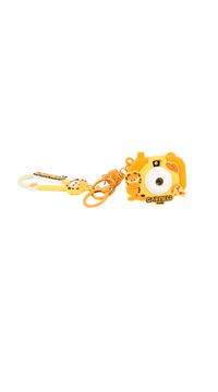 Garfield camera keychain with orange cat camera face and side chain, key ring